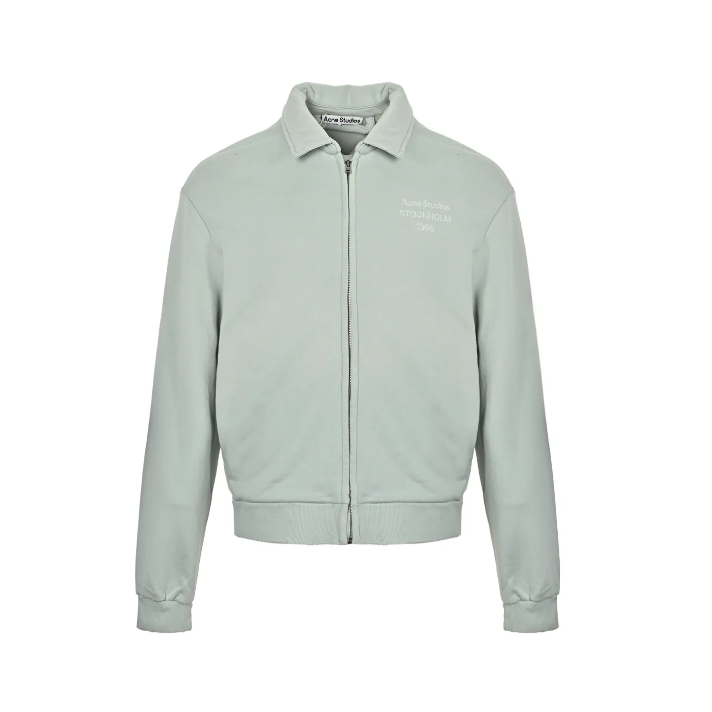 Upper body material picture Acne 26FW lapel full zipper Retro washed jacket (blue)